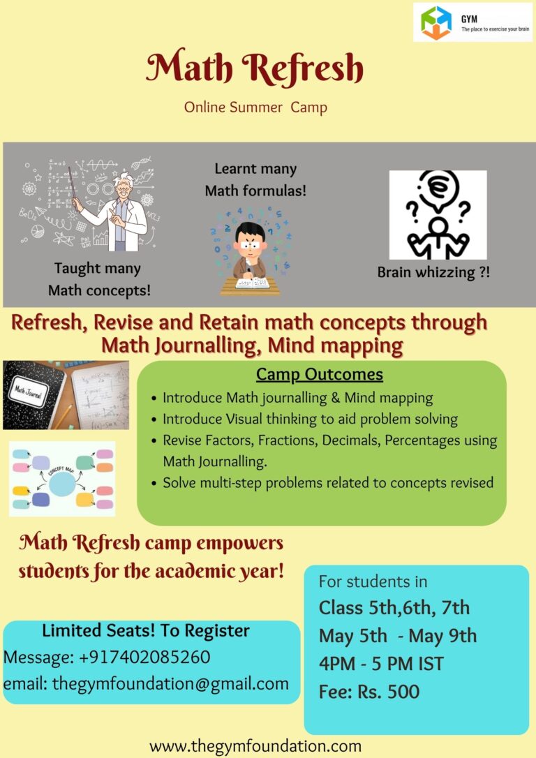 Math Refresh – GYM – Growing Young Mathematicians
